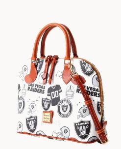 Dooney & Bourke Game Day Ready|Printed Fabric<NFL Zip Zip Satchel RAIDERS