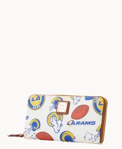 Dooney & Bourke Grab and Go|Wristlets<NFL Large Zip Around Wristlet RAMS