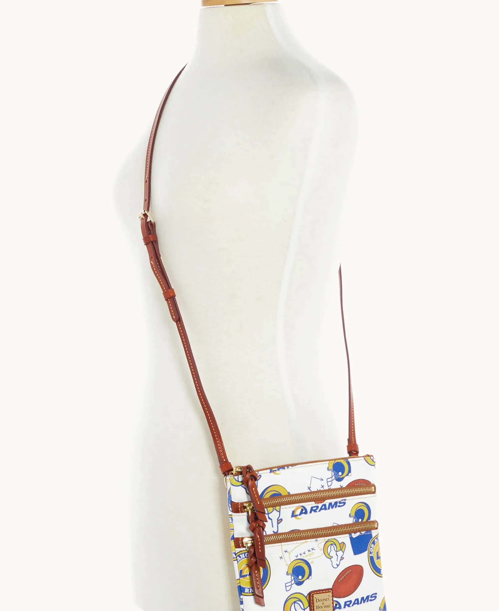 Dooney & Bourke Game Day Ready|Printed Fabric<NFL N S Triple Zip Crossbody RAMS