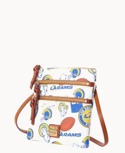 Dooney & Bourke Game Day Ready|Printed Fabric<NFL N S Triple Zip Crossbody RAMS