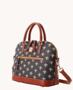 Dooney & Bourke Game Day Ready|Printed Fabric<NFL Domed Zip Satchel SAINTS