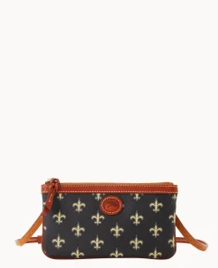 Dooney & Bourke Game Day Ready|Printed Fabric<NFL Large Slim Crossbody Saints
