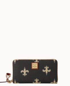 Dooney & Bourke Grab and Go|Wristlets<NFL Large Zip Around Wristlet Saints