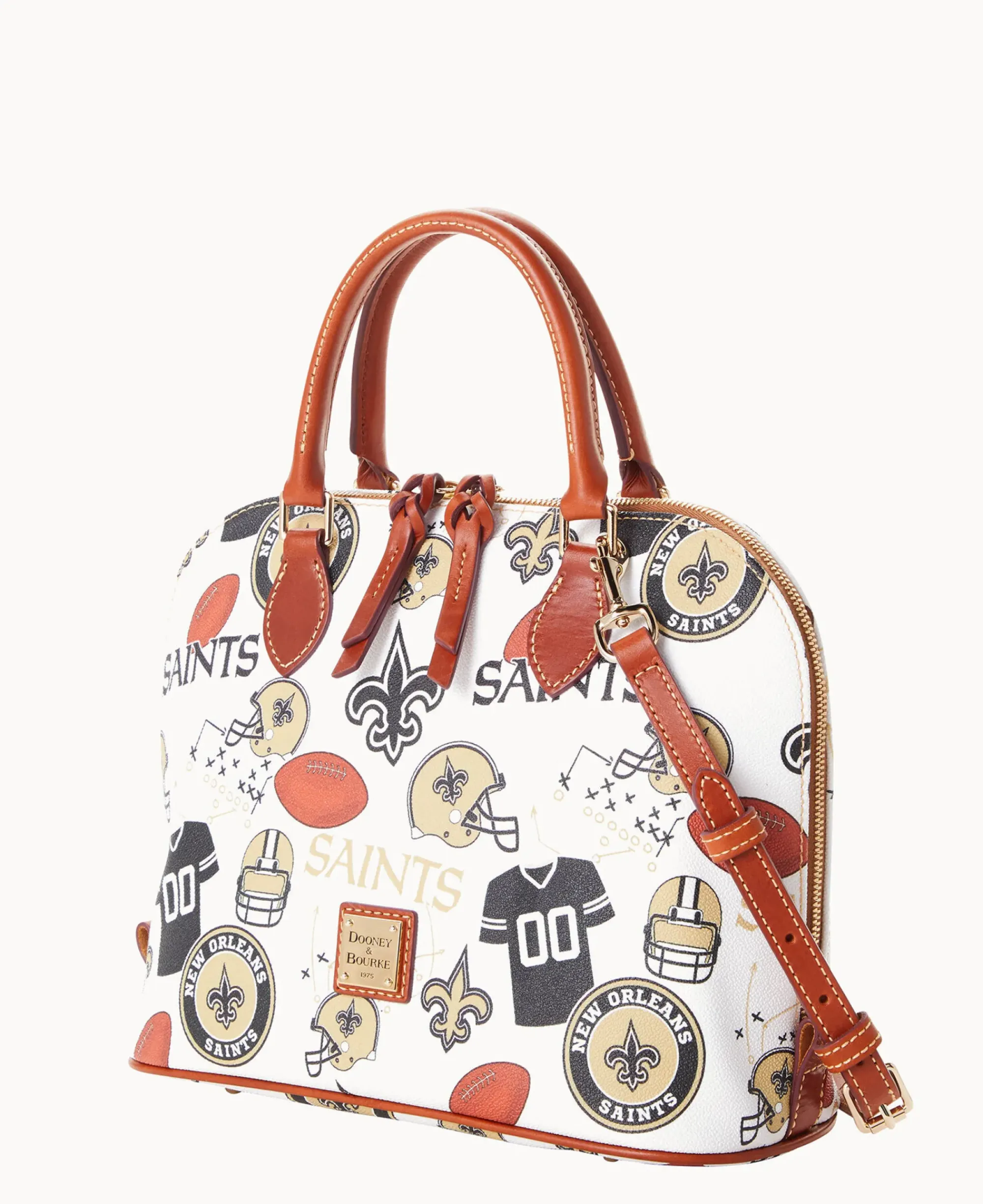 Dooney & Bourke Game Day Ready|Printed Fabric<NFL Zip Zip Satchel SAINTS