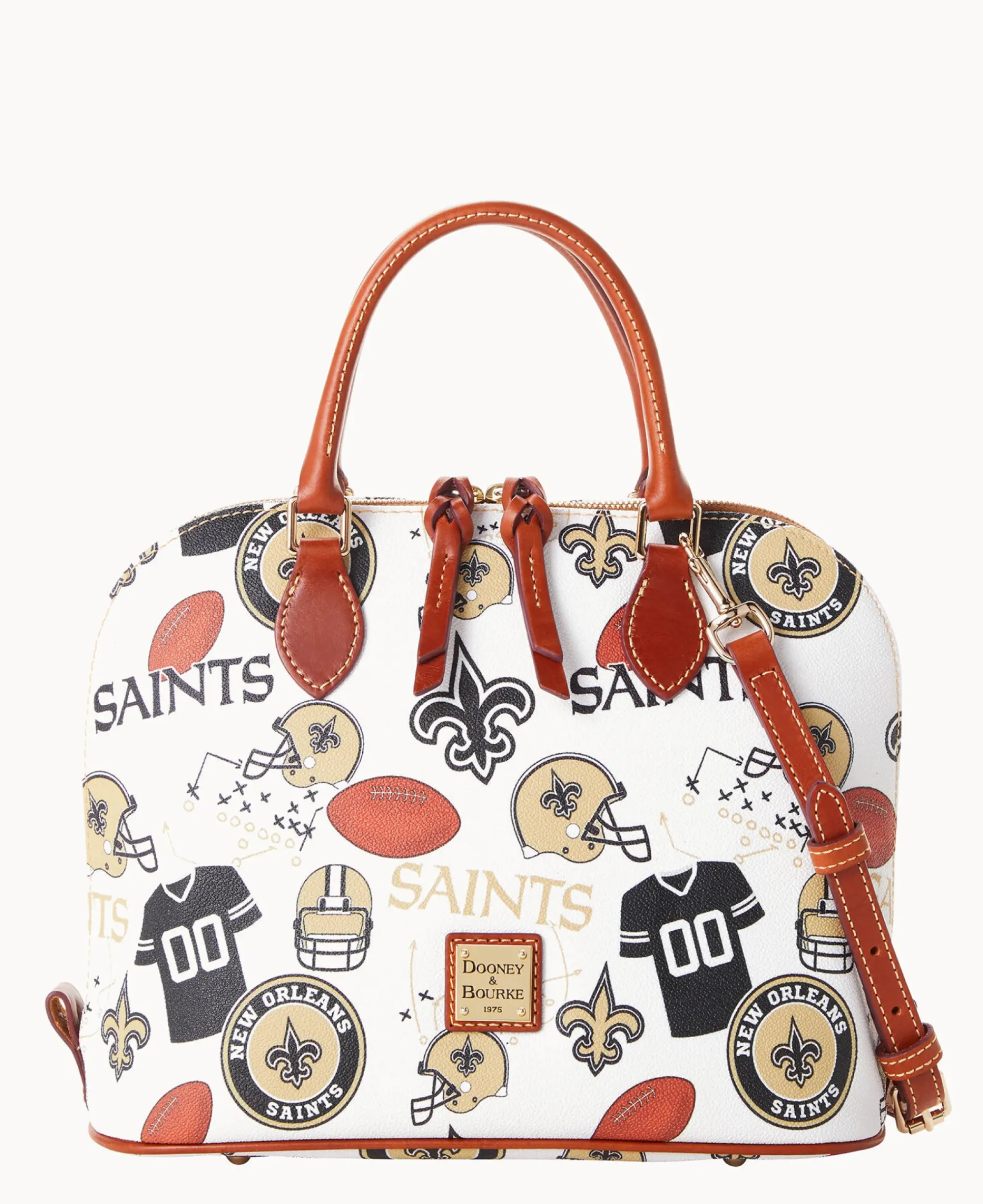 Dooney & Bourke Game Day Ready|Printed Fabric<NFL Zip Zip Satchel SAINTS