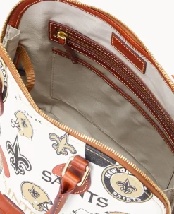 Dooney & Bourke Game Day Ready|Printed Fabric<NFL Zip Zip Satchel SAINTS
