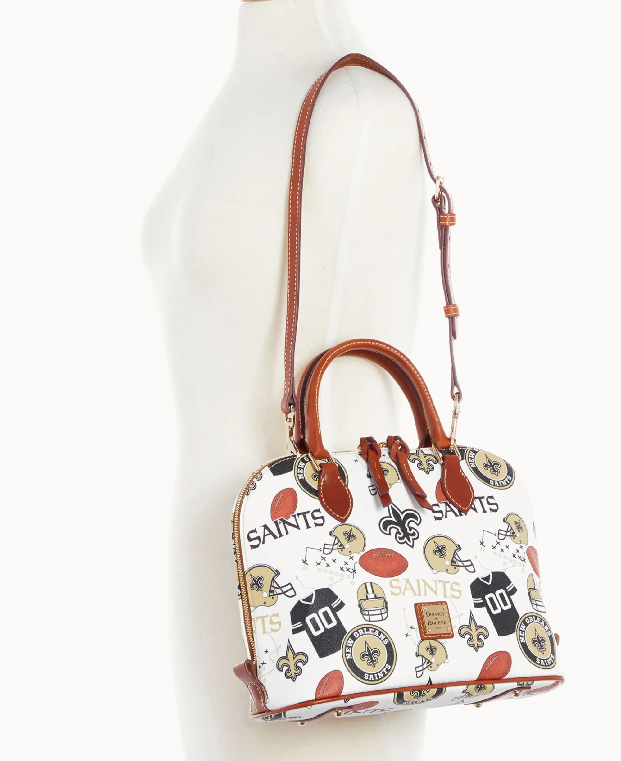 Dooney & Bourke Game Day Ready|Printed Fabric<NFL Zip Zip Satchel SAINTS