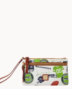 Dooney & Bourke Grab and Go|Wristlets<NFL Seahawks Double Zip Wristlet Seattle Seahawks
