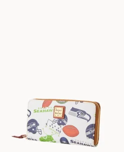 Dooney & Bourke Grab and Go|Wristlets<NFL Large Zip Around Wristlet SEAHAWKS