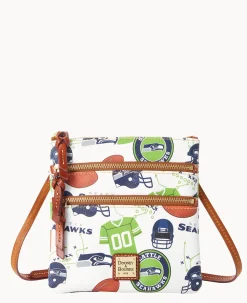 Dooney & Bourke Game Day Ready|Printed Fabric<NFL N S Triple Zip Crossbody SEAHAWKS