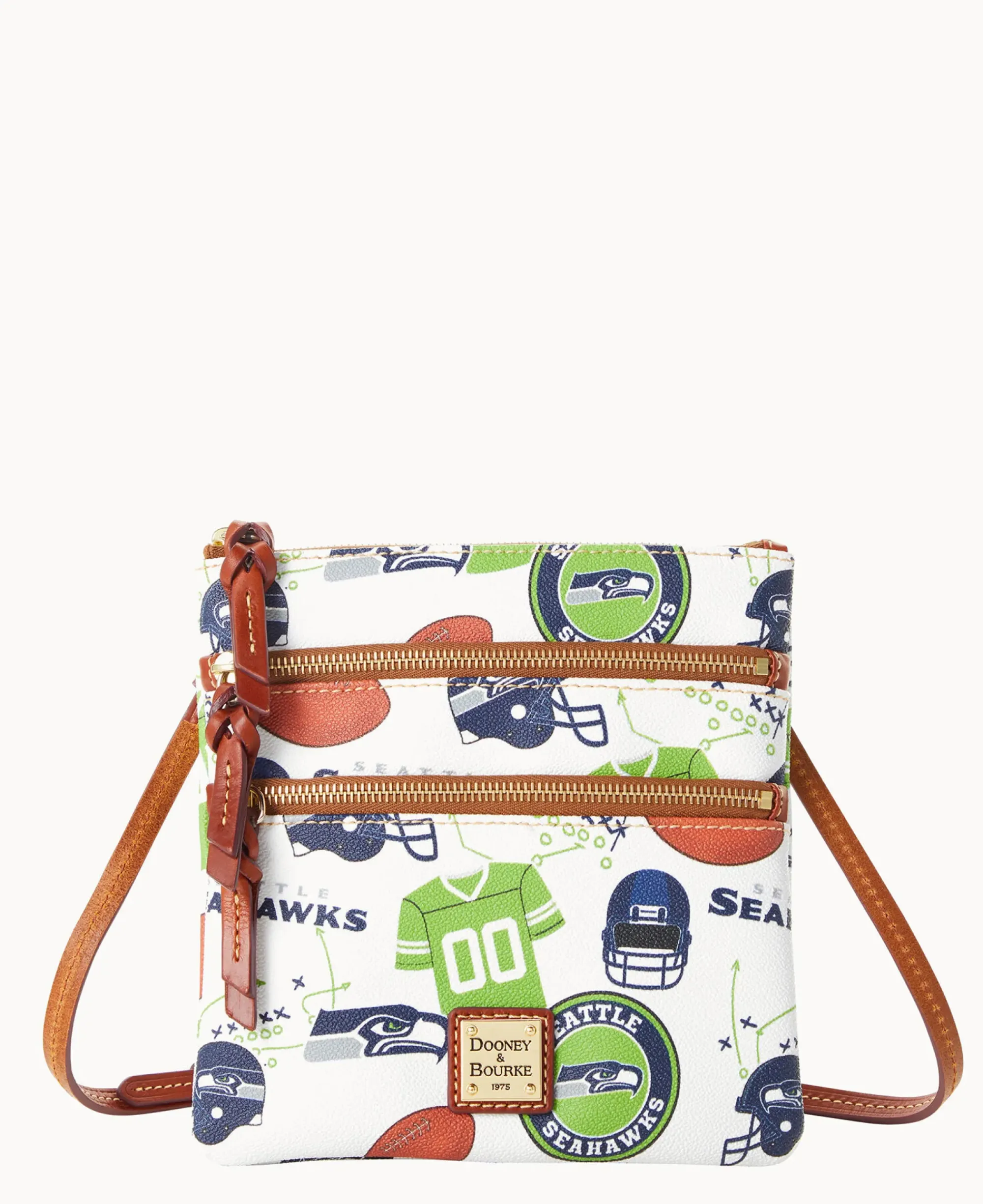 Dooney & Bourke Game Day Ready|Printed Fabric<NFL N S Triple Zip Crossbody SEAHAWKS