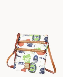 Dooney & Bourke Game Day Ready|Printed Fabric<NFL N S Triple Zip Crossbody SEAHAWKS