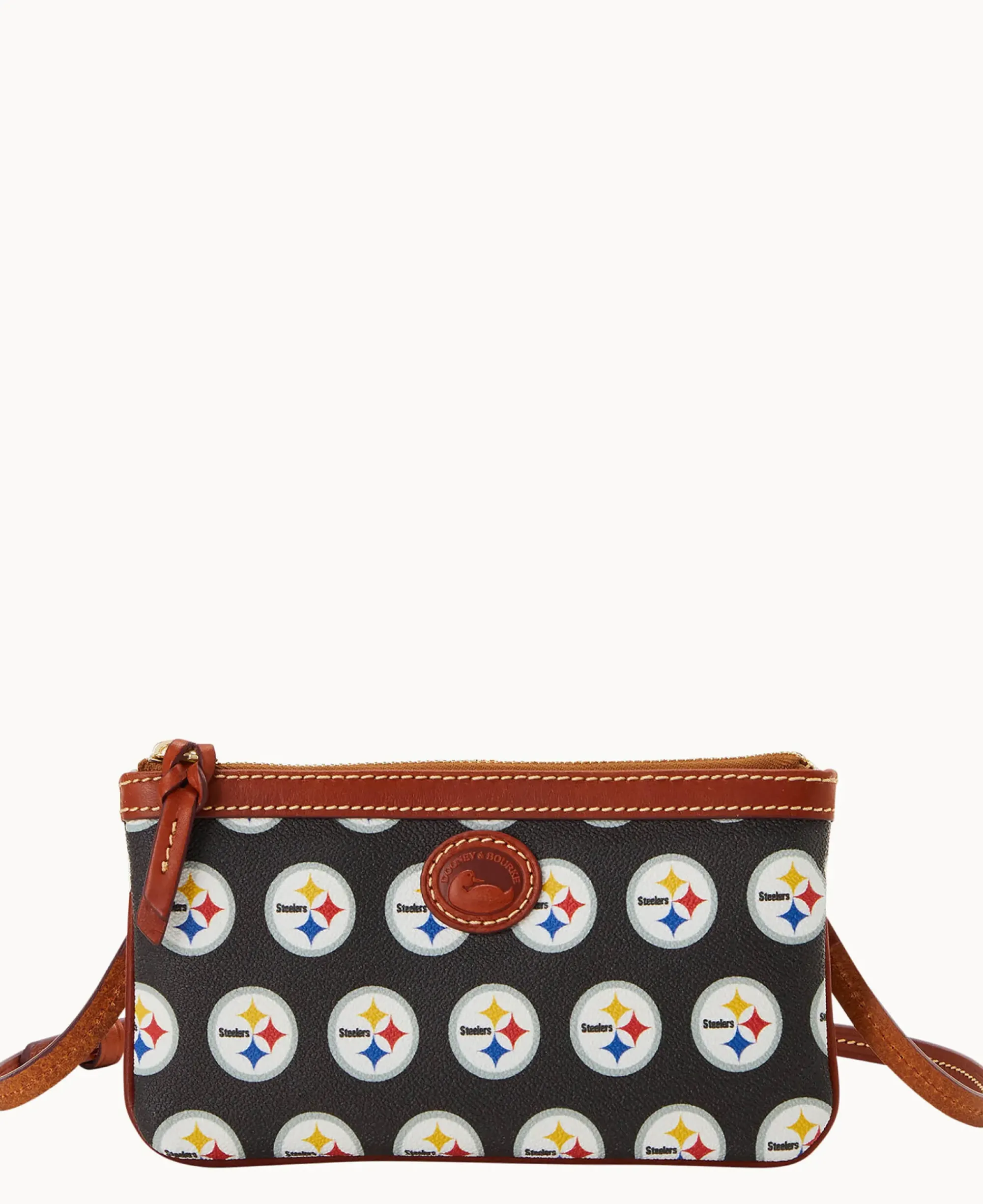 Dooney & Bourke Game Day Ready|Printed Fabric<NFL Large Slim Crossbody Steelers