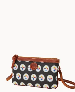 Dooney & Bourke Game Day Ready|Printed Fabric<NFL Large Slim Crossbody Steelers