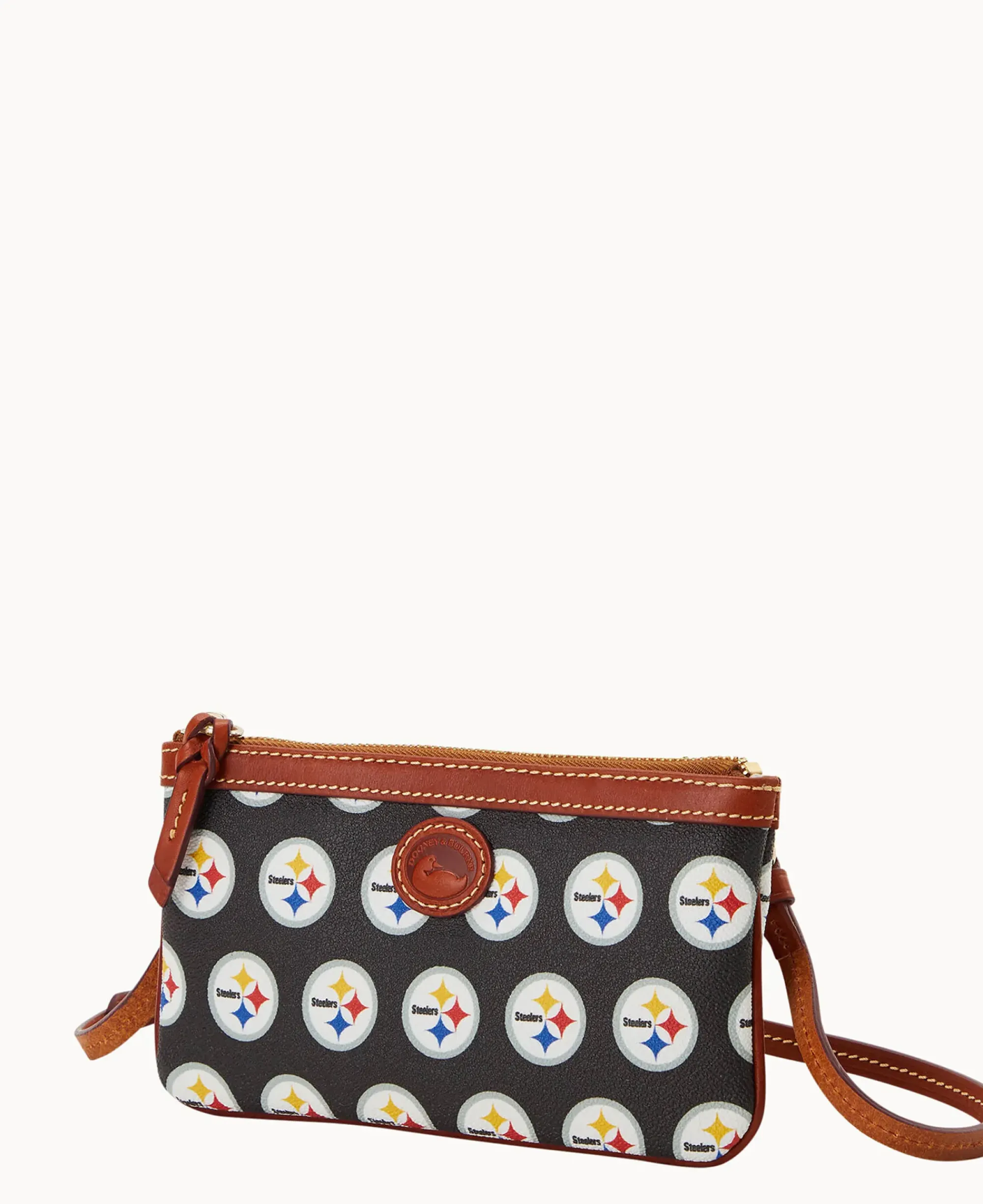 Dooney & Bourke Game Day Ready|Printed Fabric<NFL Large Slim Crossbody Steelers