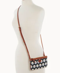 Dooney & Bourke Game Day Ready|Printed Fabric<NFL Large Slim Crossbody Steelers