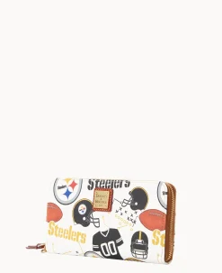 Dooney & Bourke Grab and Go|Wristlets<NFL Large Zip Around Wristlet STEELERS