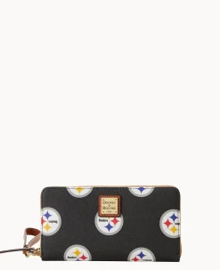 Dooney & Bourke Grab and Go|Wristlets<NFL Large Zip Around Wristlet Steelers