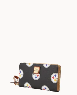 Dooney & Bourke Grab and Go|Wristlets<NFL Large Zip Around Wristlet Steelers
