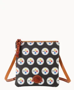 Dooney & Bourke Game Day Ready|Printed Fabric<NFL Small North South Top Zip Crossbody Steelers