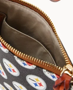 Dooney & Bourke Game Day Ready|Printed Fabric<NFL Small North South Top Zip Crossbody Steelers