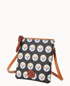 Dooney & Bourke Game Day Ready|Printed Fabric<NFL Small North South Top Zip Crossbody Steelers
