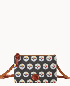 Dooney & Bourke Game Day Ready|Printed Fabric<NFL Top Zip Crossbody Steelers
