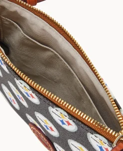 Dooney & Bourke Game Day Ready|Printed Fabric<NFL Top Zip Crossbody Steelers