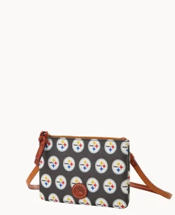 Dooney & Bourke Game Day Ready|Printed Fabric<NFL Top Zip Crossbody Steelers