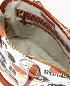 Dooney & Bourke Game Day Ready|Printed Fabric<NFL Zip Zip Satchel STEELERS