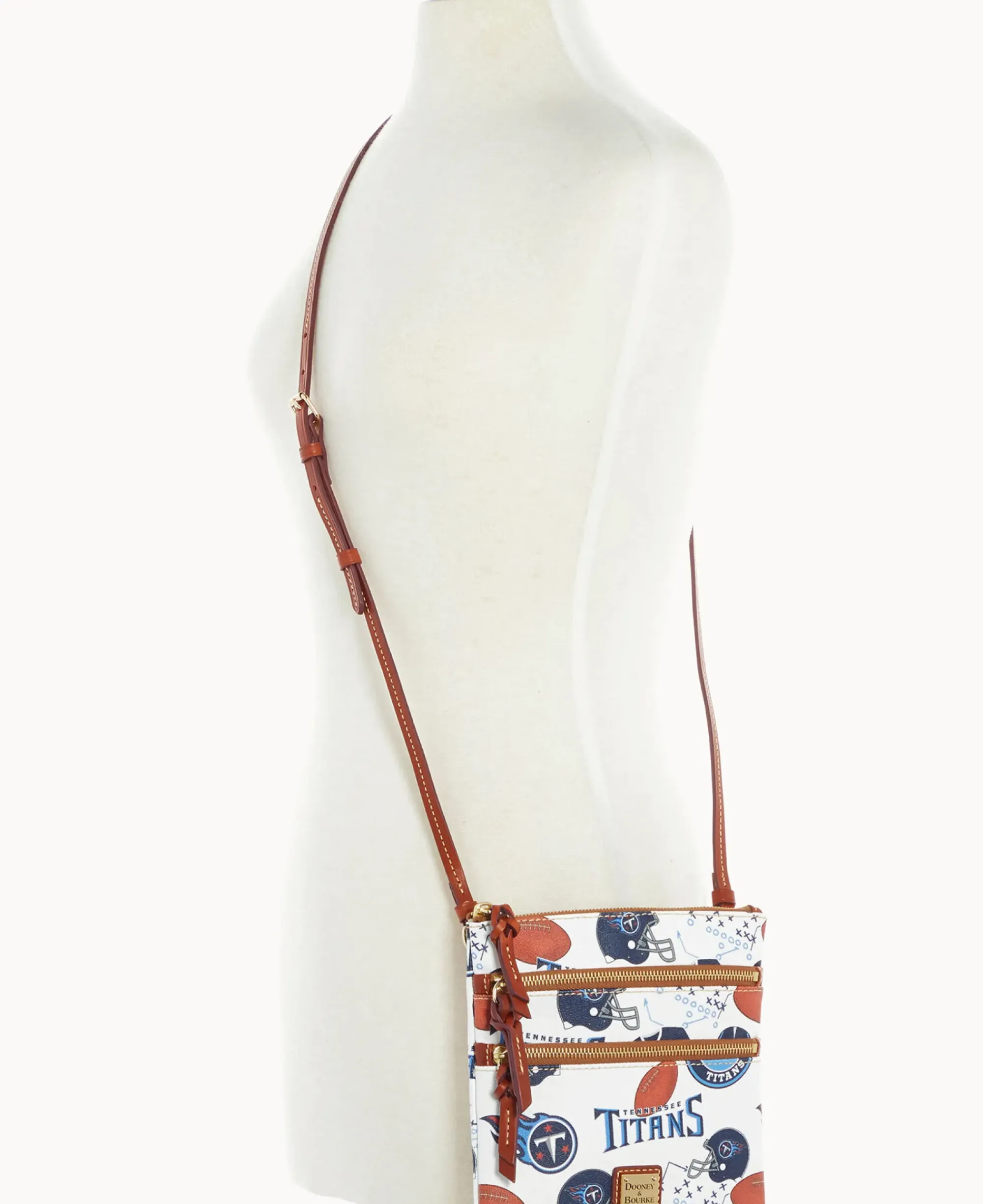 Dooney & Bourke Game Day Ready|Printed Fabric<NFL N S Triple Zip Crossbody Titans