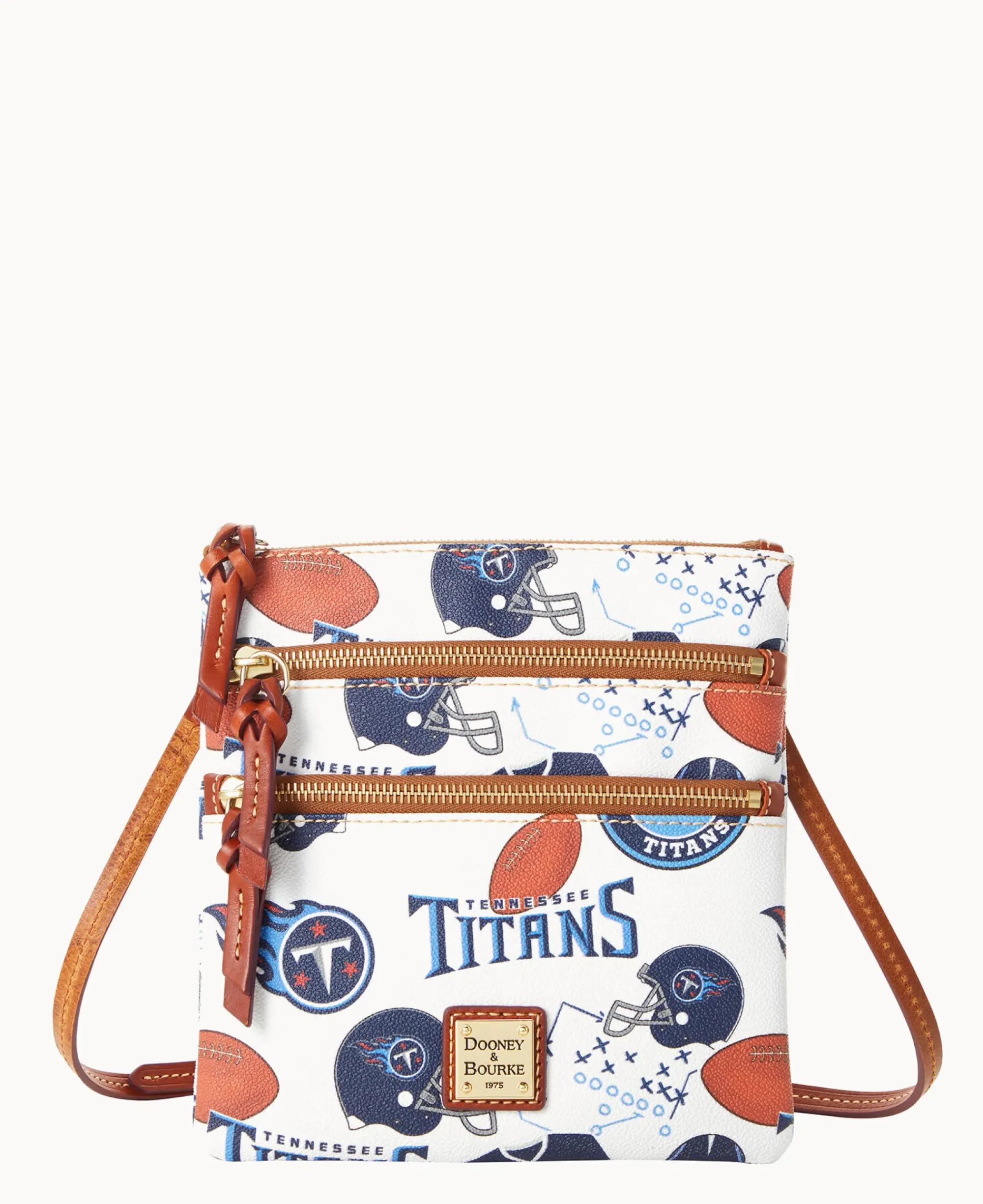 Dooney & Bourke Game Day Ready|Printed Fabric<NFL N S Triple Zip Crossbody Titans