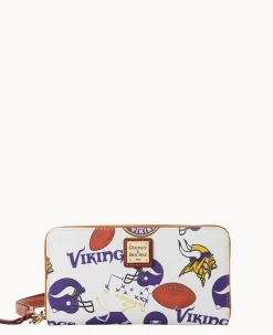 Dooney & Bourke Grab and Go|Wristlets<NFL Large Zip Around Wristlet VIKINGS