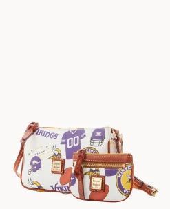 Dooney & Bourke Game Day Ready|Printed Fabric<NFL Lexi Crossbody Sm Coin Case VIKINGS