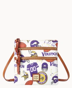 Dooney & Bourke Game Day Ready|Printed Fabric<NFL N S Triple Zip Crossbody VIKINGS