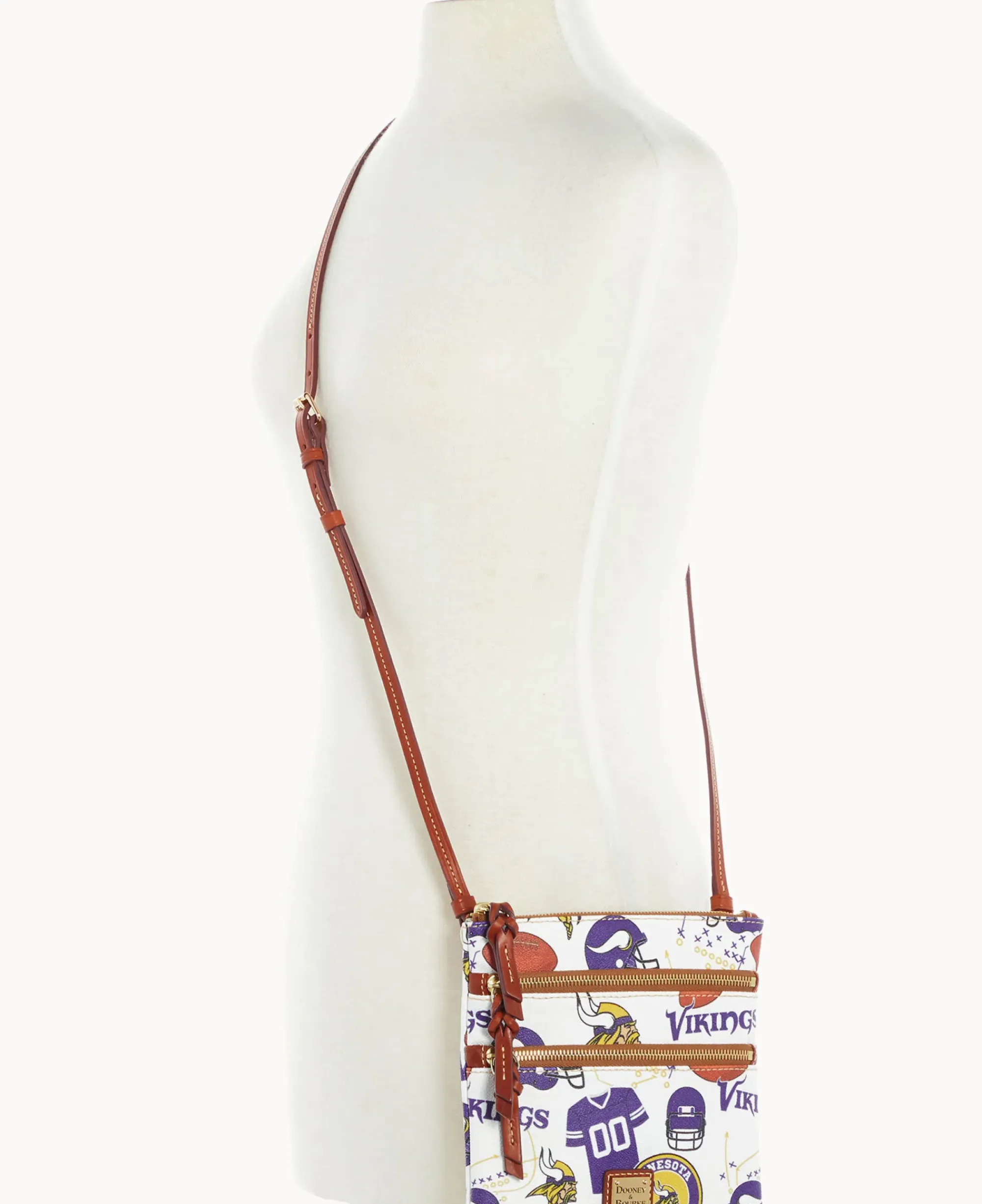 Dooney & Bourke Game Day Ready|Printed Fabric<NFL N S Triple Zip Crossbody VIKINGS