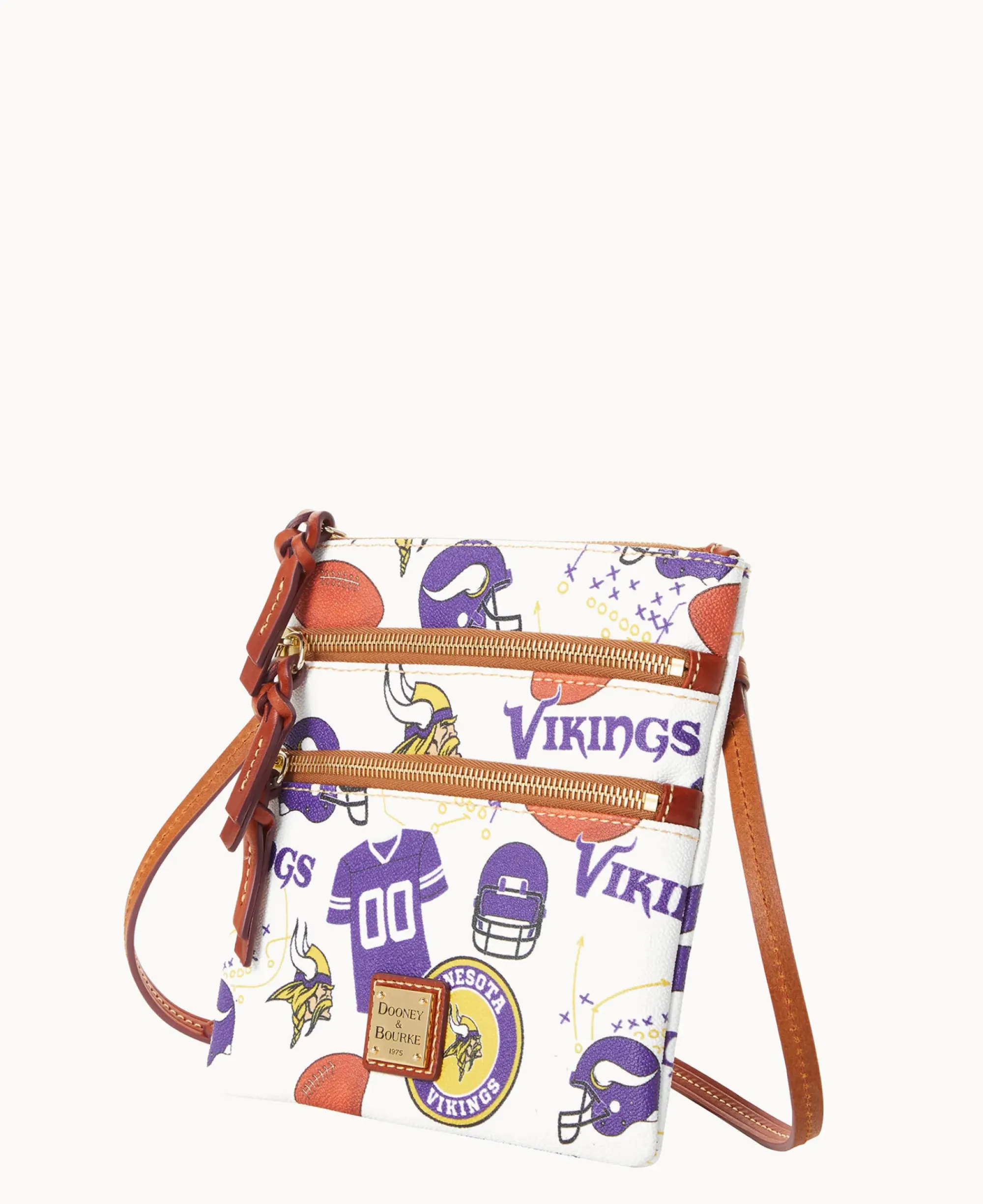 Dooney & Bourke Game Day Ready|Printed Fabric<NFL N S Triple Zip Crossbody VIKINGS