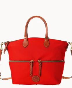 Dooney & Bourke Spring Style|Ready For the Getaway<Nylon Large Pocket Satchel Red