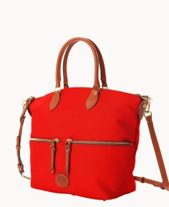 Dooney & Bourke Spring Style|Ready For the Getaway<Nylon Large Pocket Satchel Red