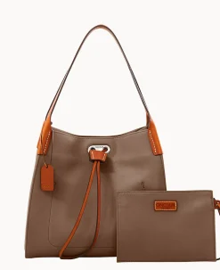 Dooney & Bourke Ready For the Getaway|Textured Leather<Oncour Twist Small Full Up Dark Taupe