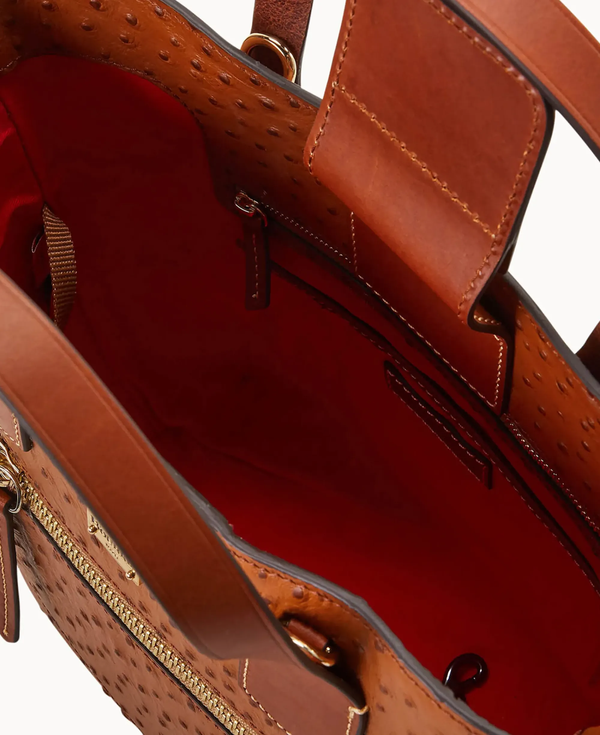 Dooney & Bourke Exotic Leather|Shoulder Bags<Ostrich Brinley Caramel