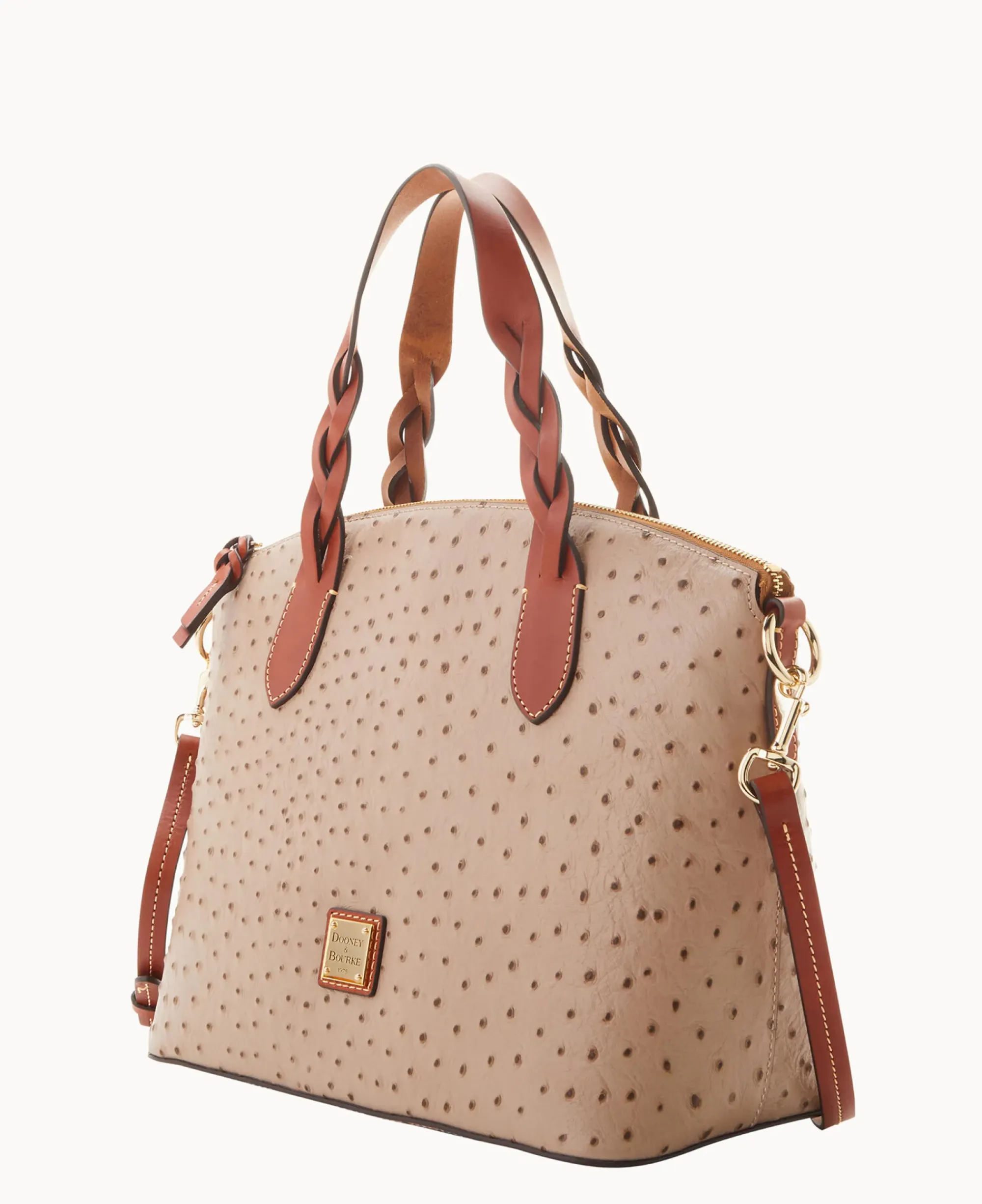 Dooney & Bourke Ready For the Getaway|Exotic Leather<Ostrich Celeste Satchel Light Taupe