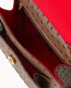 Dooney & Bourke Exotic Leather|Mini Bags<Ostrich Crossbody Mushroom