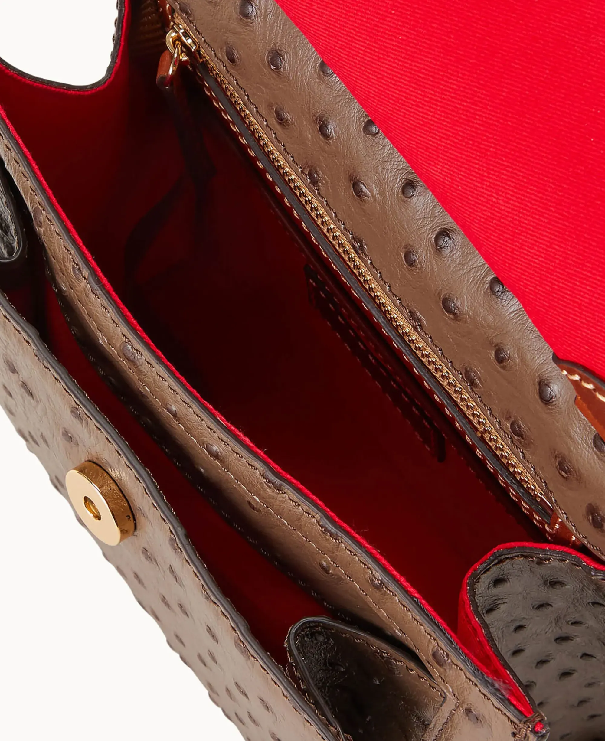 Dooney & Bourke Exotic Leather|Mini Bags<Ostrich Crossbody Mushroom