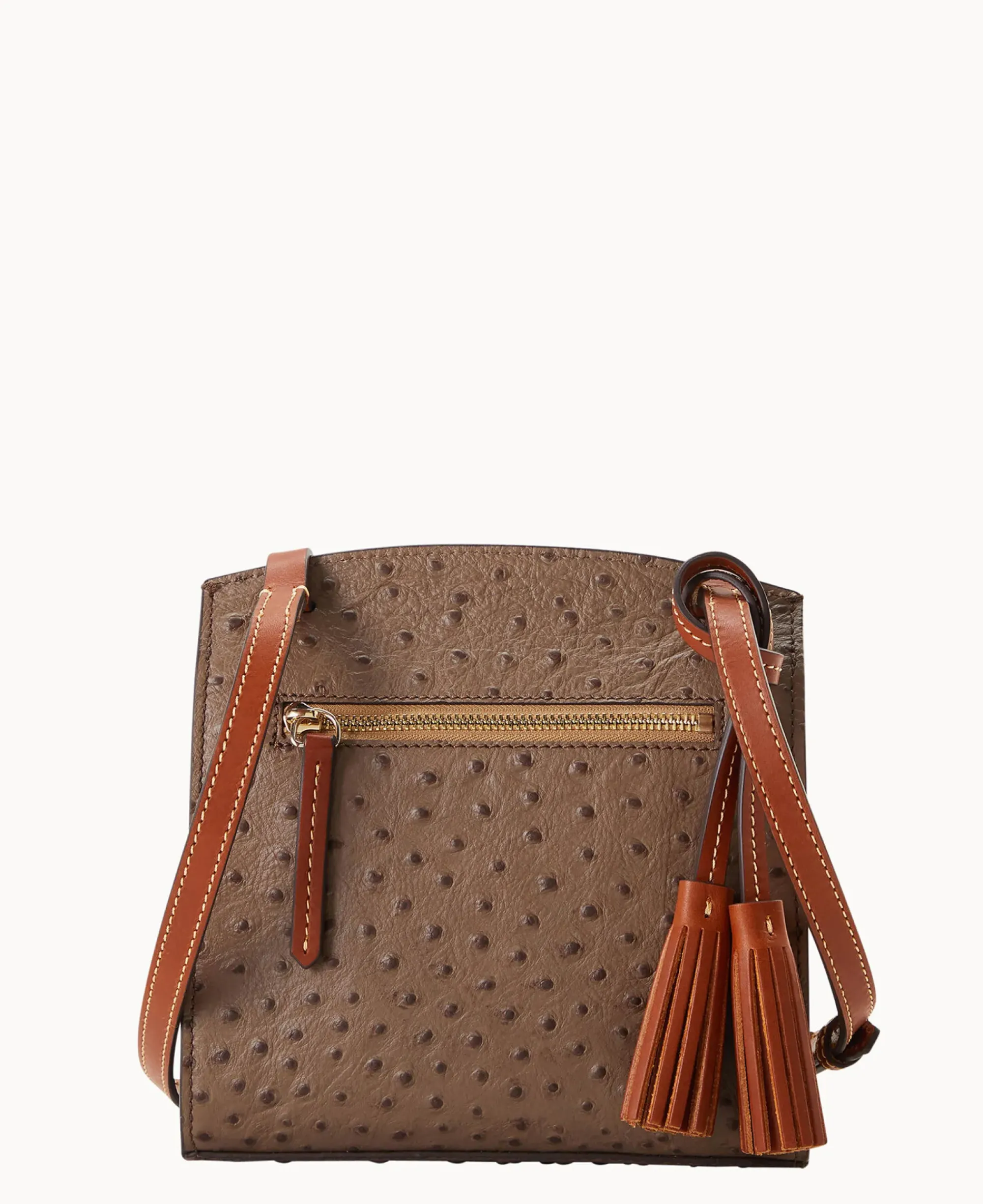 Dooney & Bourke Exotic Leather|Mini Bags<Ostrich Crossbody Mushroom