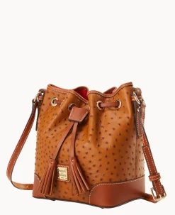 Dooney & Bourke Exotic Leather|Mini Bags<Ostrich Crossbody Drawstring Caramel