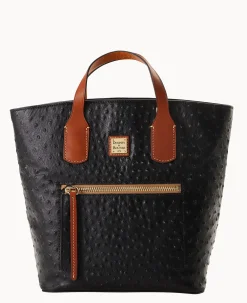 Dooney & Bourke Exotic Leather|Shoulder Bags<Ostrich Darla Shopper Black