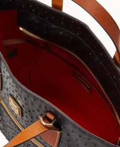 Dooney & Bourke Exotic Leather|Shoulder Bags<Ostrich Darla Shopper Black