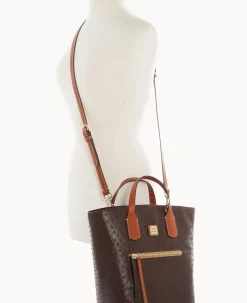 Dooney & Bourke Exotic Leather|Shoulder Bags<Ostrich Darla Shopper Brown Tmoro