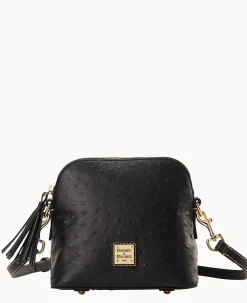 Dooney & Bourke Exotic Leather|Mini Bags<Ostrich Domed Crossbody Black